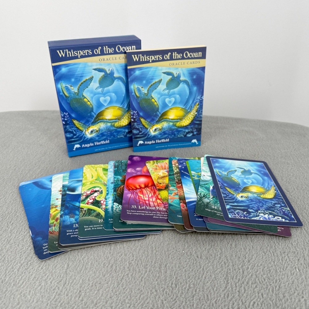Whispers of the Ocean Oracle Cards Angela Hartfield 50 Card Deck & Guidebook Set
